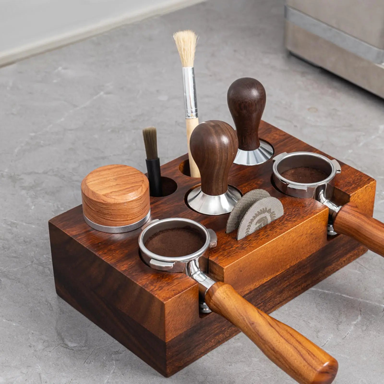 Wood Coffee Tamper Holder 58mm Espresso Tampering Mat Espresso Station Espresso Accessories for Barista Worktop