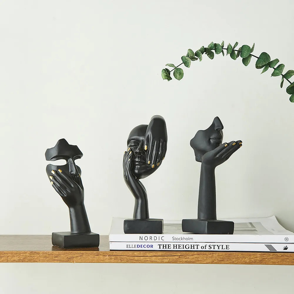 Nordic Statue Abstract Resin Desktop Ornaments Sculpture Miniature Figurines Face Character Art Crafts Office Home Decoration