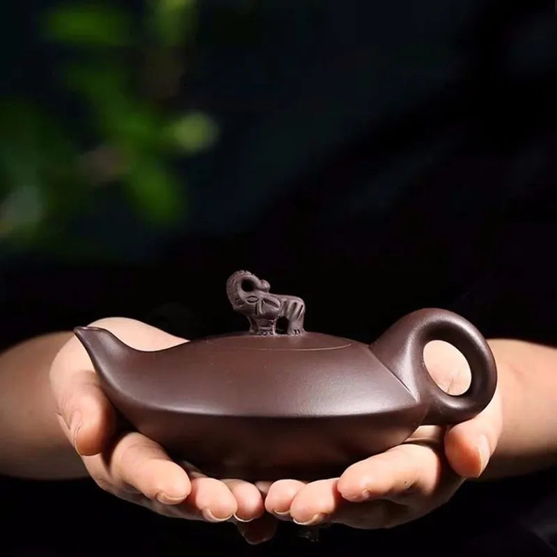 Yixing Clay Teapot Elephant Design Lid Household Kung Fu Teaware Ceramic Kettle Raw Ore Teapots Tea Ceremony Supplies