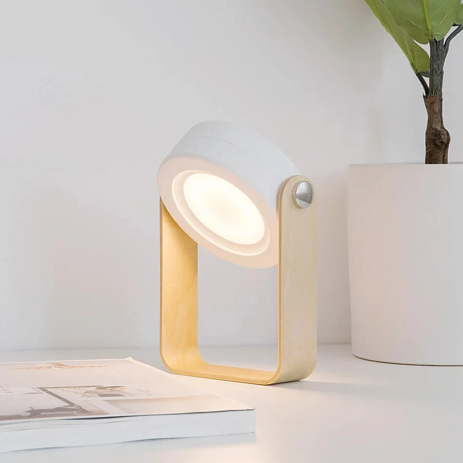 Kreativt trähandtag teleskopiskt fällbart LED -touchlamp laddning nattljus läsning bärbar lykta lampa kreativ trä handl