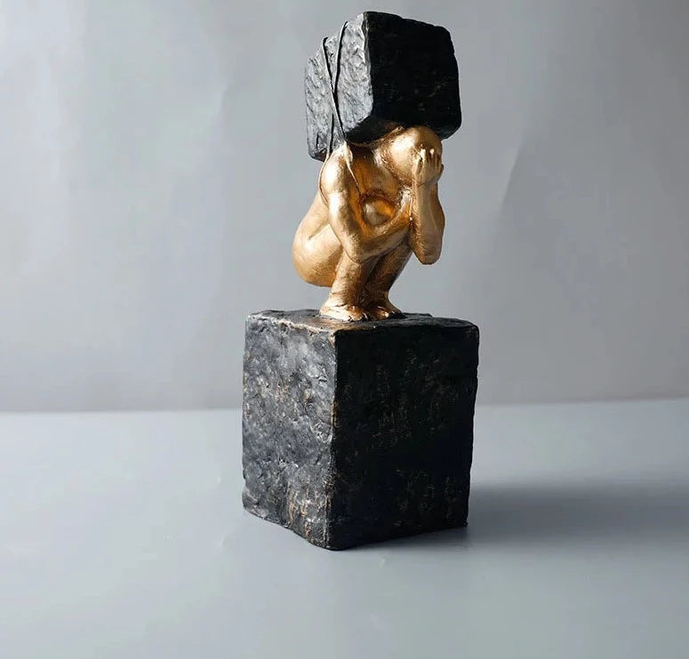 تحمل الوزن المفكر الشكل تمثال مكتب الديكور الراتنج عمل فني مجردة شخصية النحت غرفة الجمالية ديكور الحلي