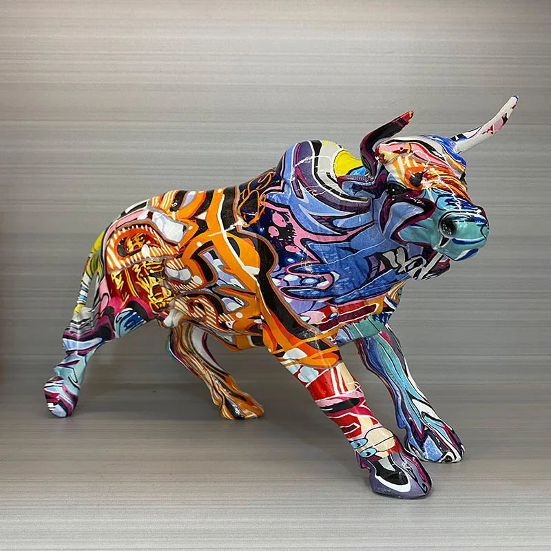 Nordic Creative Nordic Creativity Wall Street Resin Bull Figurine Lembu Ox Patung Rumah Hiasan Bull Art Desktop Decor Sculp