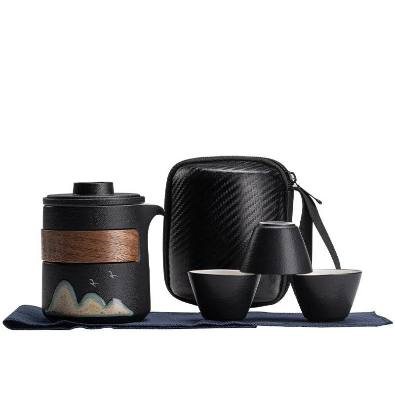 Japanese Camping Cup Travel Tea Set Kung Fu Tea Set Ceramic  Kung Fu Tea Cup Porcelain Teaset Gaiwan Chinese Porcelain