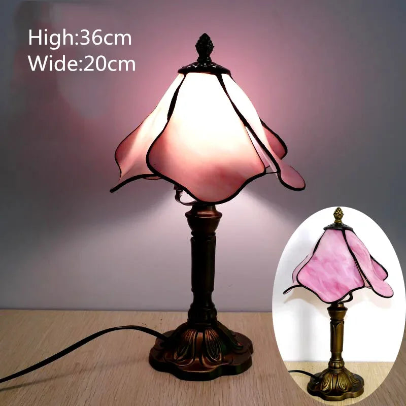Nostalgic Style Of European And American Colorful Glass Tiffany Table Lamps For Restaurant Bar Cafe Bedroom Bedside Led Lights
