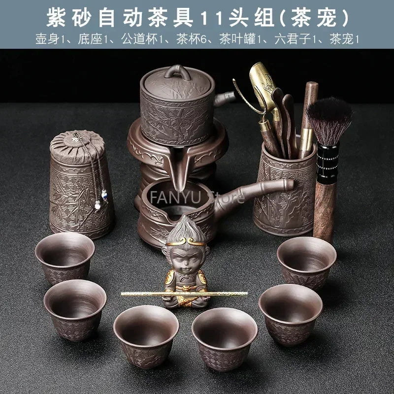 Gaiwan Kung Fu Chinese Cup Tea Set Ceremony Gift Automatic Pair Tea Set Board Luksus Vintage Juego de Te Silent Drink Ab50ts