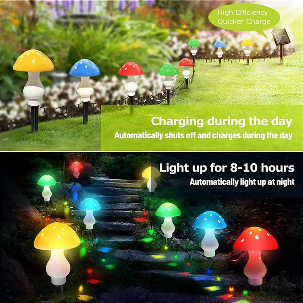 8 Paket 50 LED Açık Güneş Mantar Işıkları Güneş Paneli IP65 Bahçe Veranda Bahçe Yolu Dekoru için Su Geçirmez Bahçe Işıkları