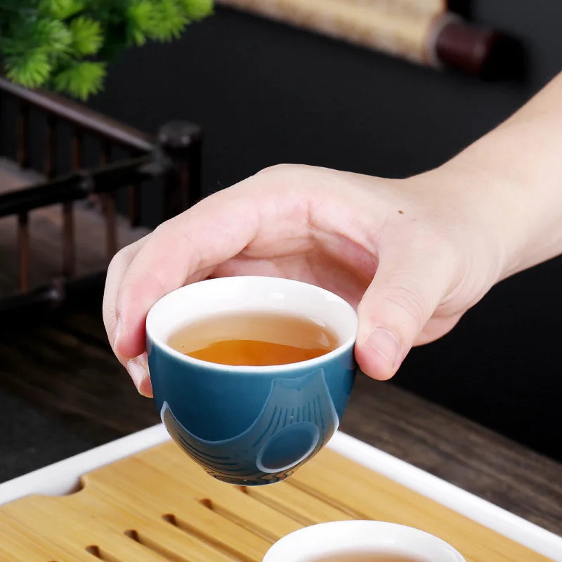 Con sacchetto da 6 tazze di tè cinese Kung Fu Set da viaggio set ceramico teapot in porcellana teaset gaiwan tazze da tè utensile da tè