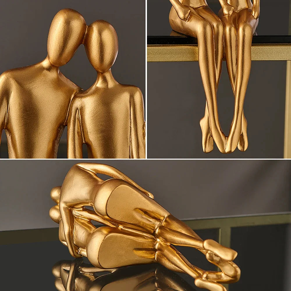 Abstraktní zlatá socha a figurky pro interiérovou pryskyřici postava socha moderní domácí výzdoba