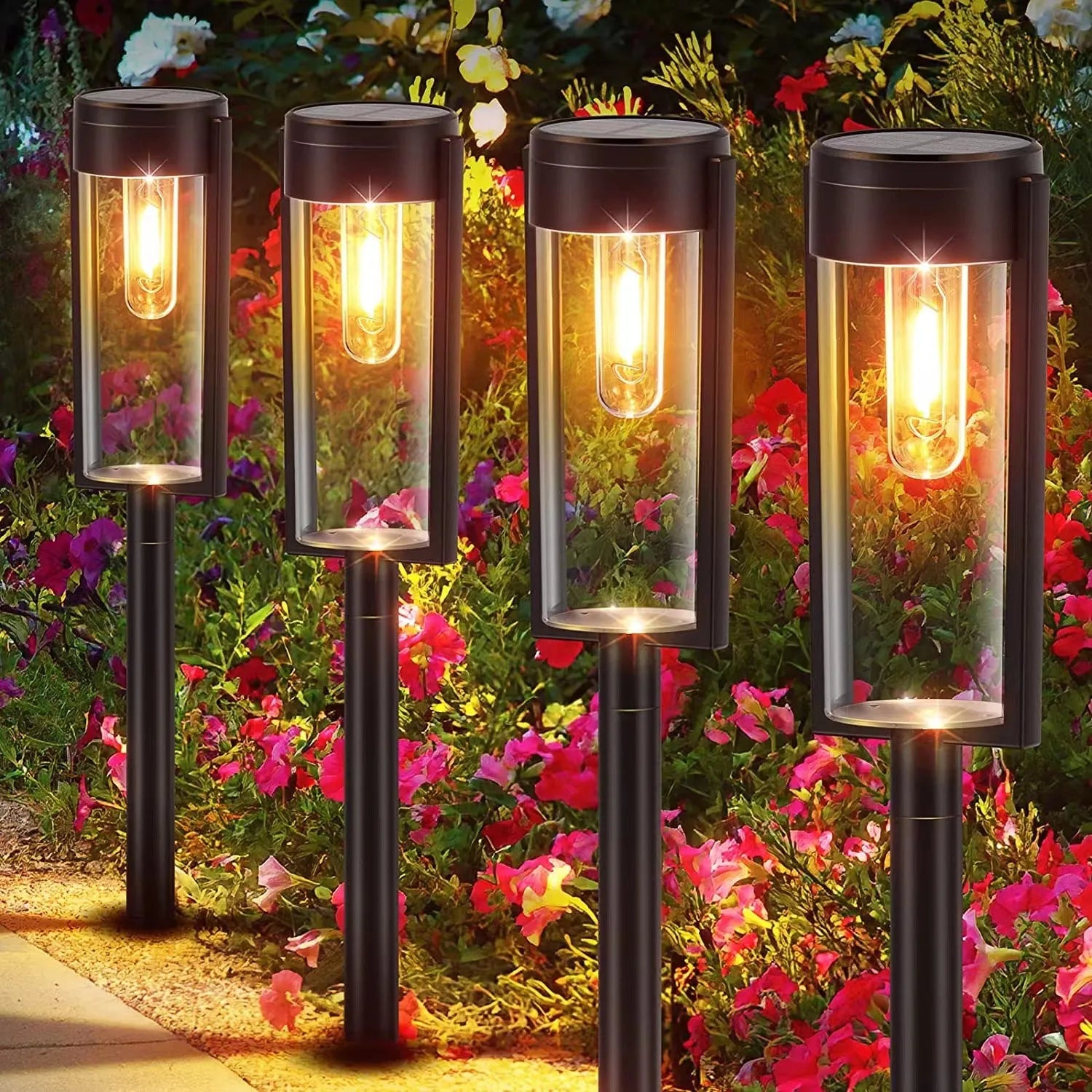 LED Solar al aire libre luces de camino de tungsteno Bulbo Bulb de la ruta solar iluminación de la pasarela de la caminata del jardín del jardín del jardín del jardín