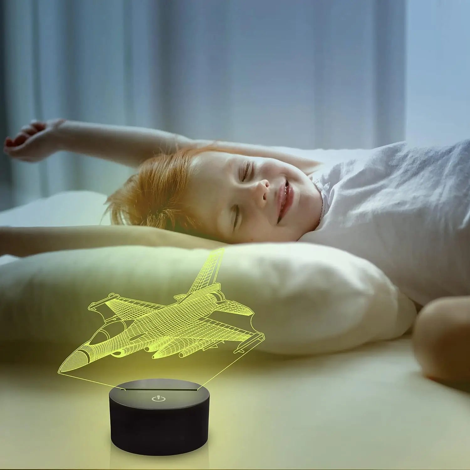 3D 시각적 비행기 야간 조명 항공기 LED 데스크 램프 16 색 변경 스마트 터치 리모컨 LED 침대 옆 테이블 램프