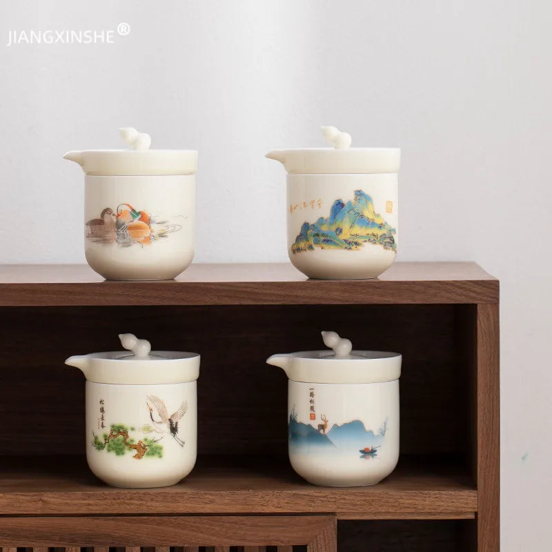 Kinesisk hvid porcelæn kung fu rejse te sæt keramisk tekande teacup porcelæn teaset teaet sæt drikkevarer te ceremoni
