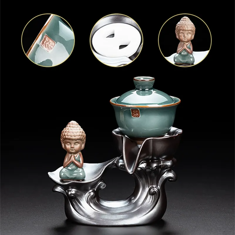 Nuevo juego de té de Kung Fu de alta gama Juego de té chino Moderno Automatic Tea Set Bone China Tapot y Tea Cup Tail Tea Té de té de viaje
