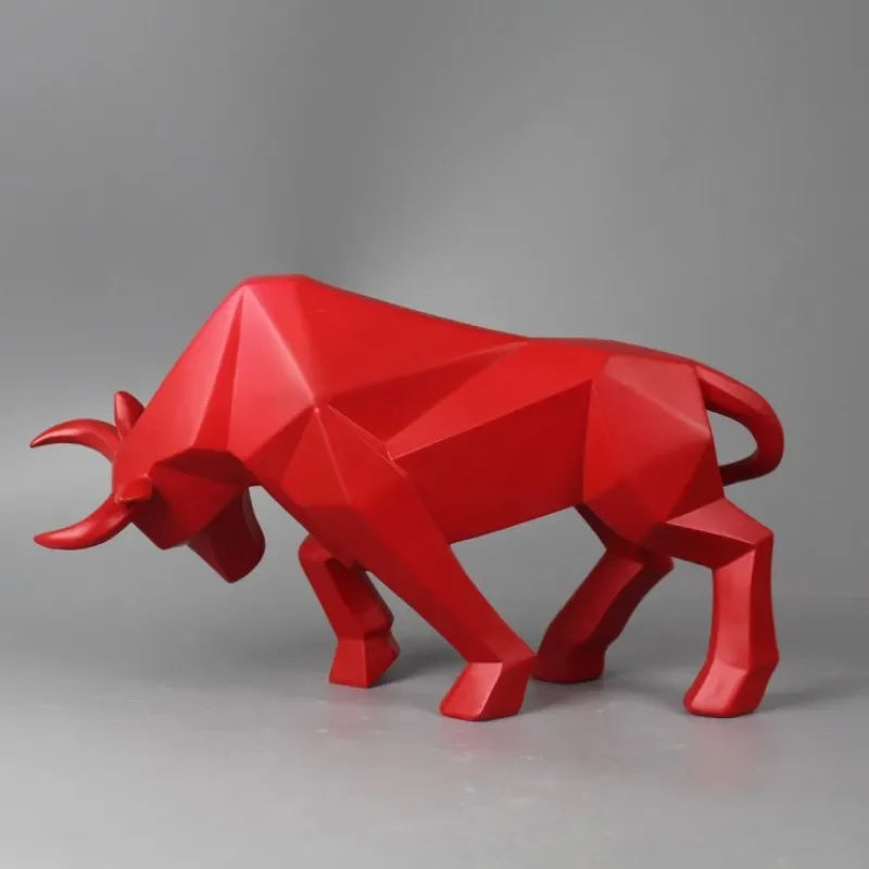 Estatua de resina toro escultura roja decoración para el hogar
