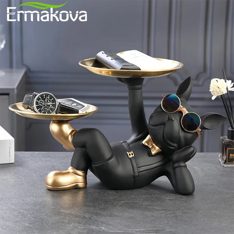 Ermakova Bulldog Figurine per animali Fresco Statua del cane Scultura decorazione per la camera da letto Accessori per interni decorazioni per interni