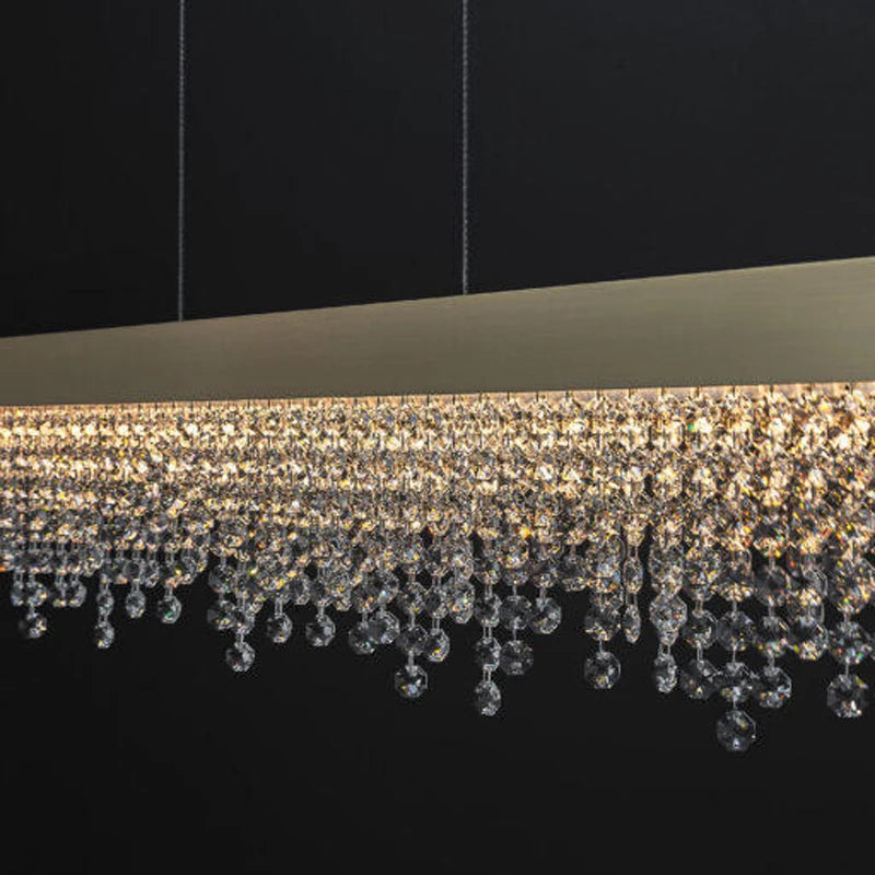 Moderni keittiösaari kristalli kattokruunu ylellinen ruokasali LED -ripustettu valaisin kulta/musta kodinsisustus sisävalaistus