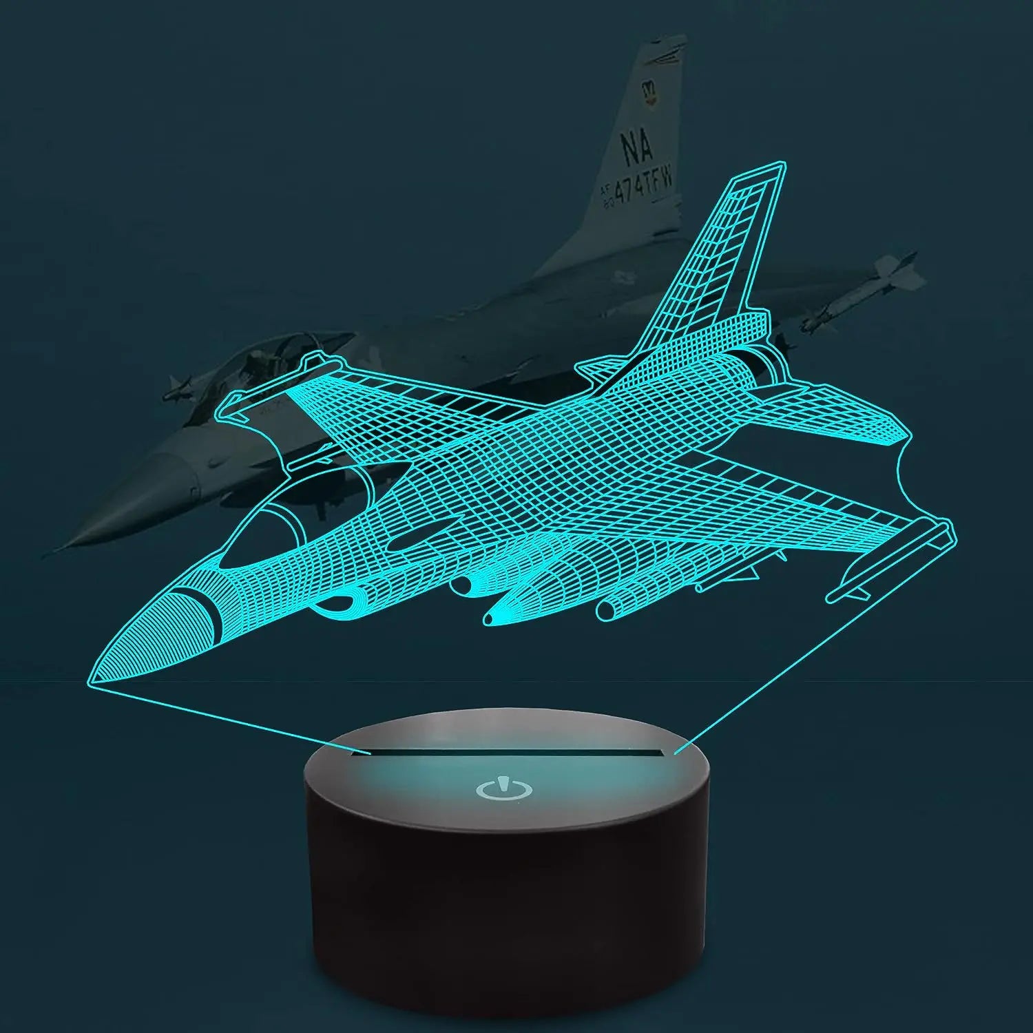 Lámpara de escritorio LED de avión LED de avión nocturno de avión visual 3D 16 Cambios Cambio de toque inteligente Control remoto Mesa de noche Lámpara de escritorio