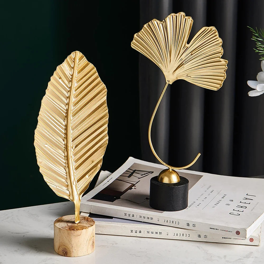 Leichte Luxus -Heimdekoration Büro Desktop -Zubehör für Wohnzimmer Skulptur Blätter Statue Miniaturfiguren Ornamente