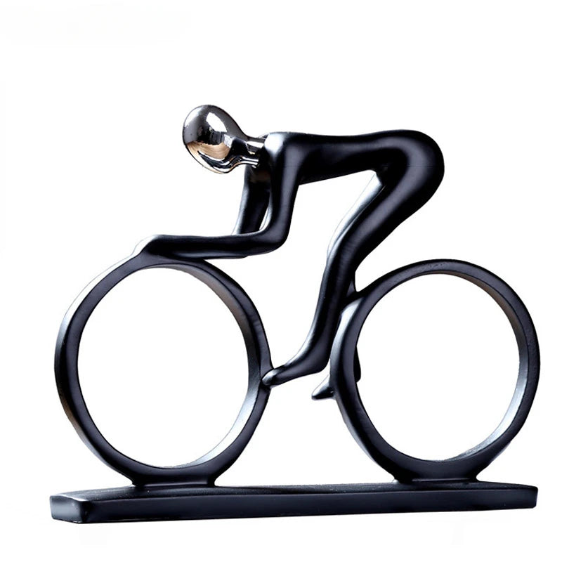 Moderne abstrakt harpiks cykler cykliststatue cykel rytter statue cykel racer rytter figurkontorets stueindretning