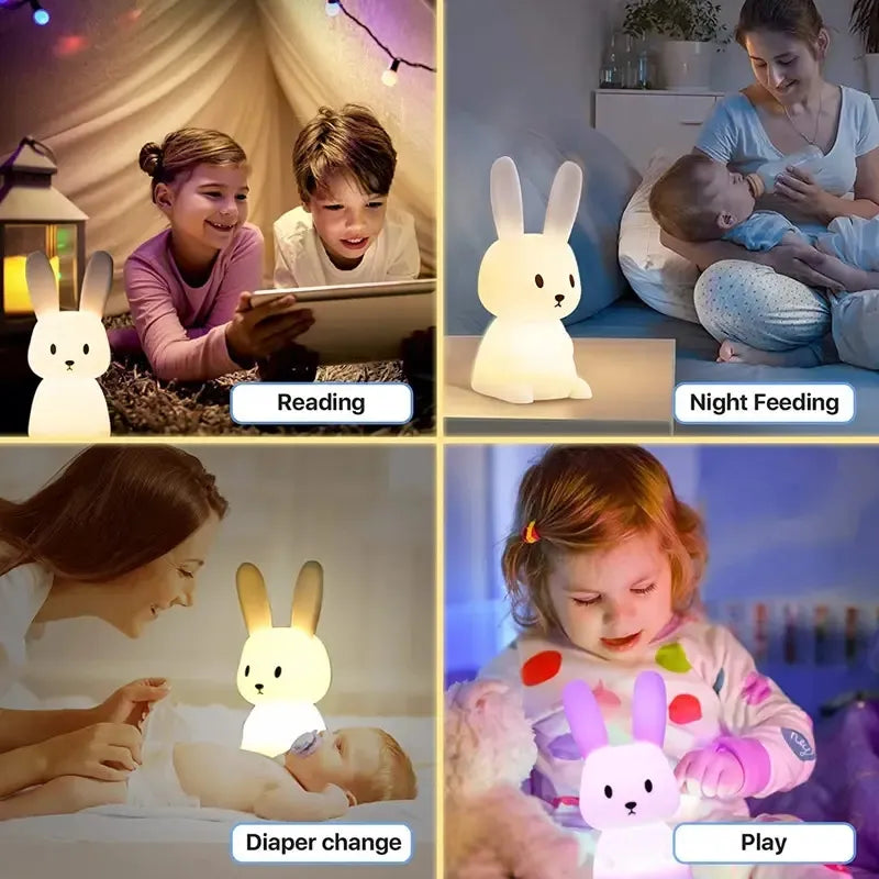 Led Night Night Light Silicone Rabbit Touch Sensor Lamp