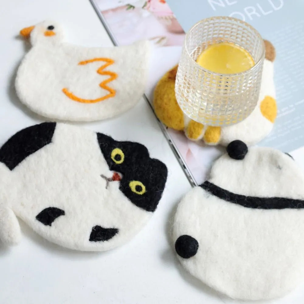 Créative Cat Coasters Felt Animal Café Mug tasse tasse de caricot