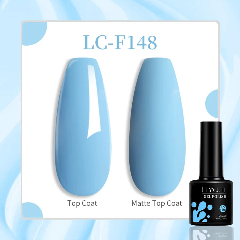 LILYCUTE 7ML Gel Nail Polish Blue Series Vernis Semi Permanent UV Gel Nail Art Design Soak Off Nail Gel Polish All For Manicure