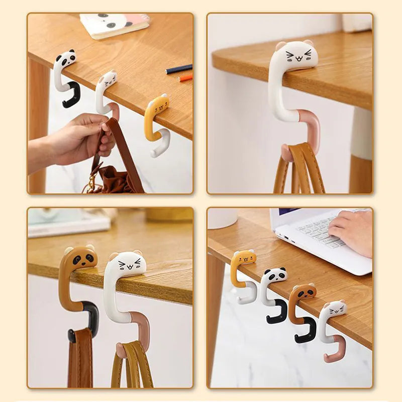 Travel Portable Plastic Bag Cute Animal Hook for Hanging Decorative Table Purse Bag Hooks Wall Storage Holder Handbag Hanger