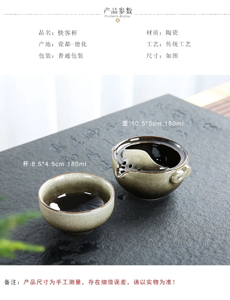 Velkoobchodní porcelánový čaj Set 1 Pot 1 šálek, vysoce kvalitní krásná a elegantní gaiwanská konvice a šálky snadno cestovat Kettl