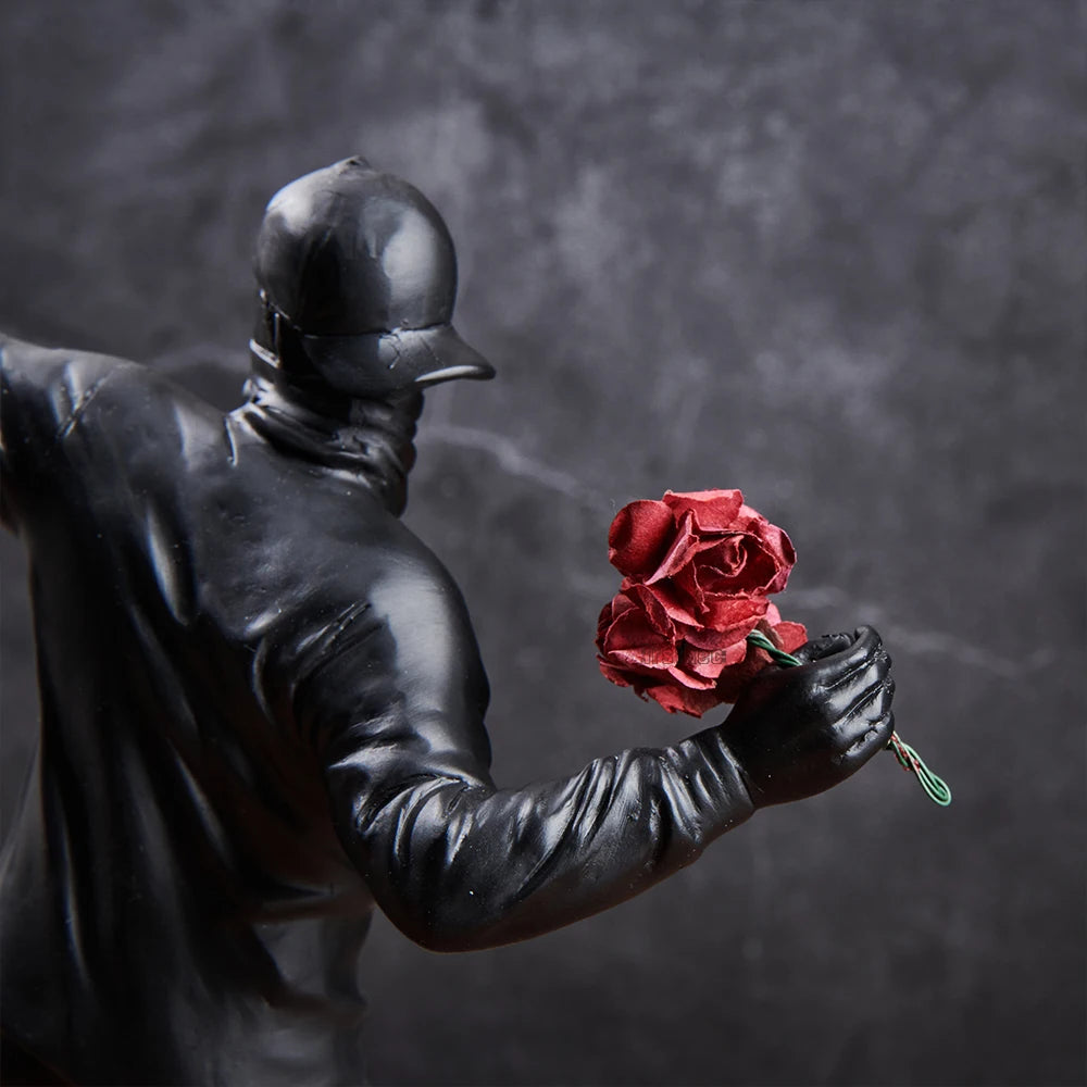 수지 Banksy 조각 및 인형 꽃 발병 동상 가정 장식 고급 거실 장식 책상 폭격기 장식