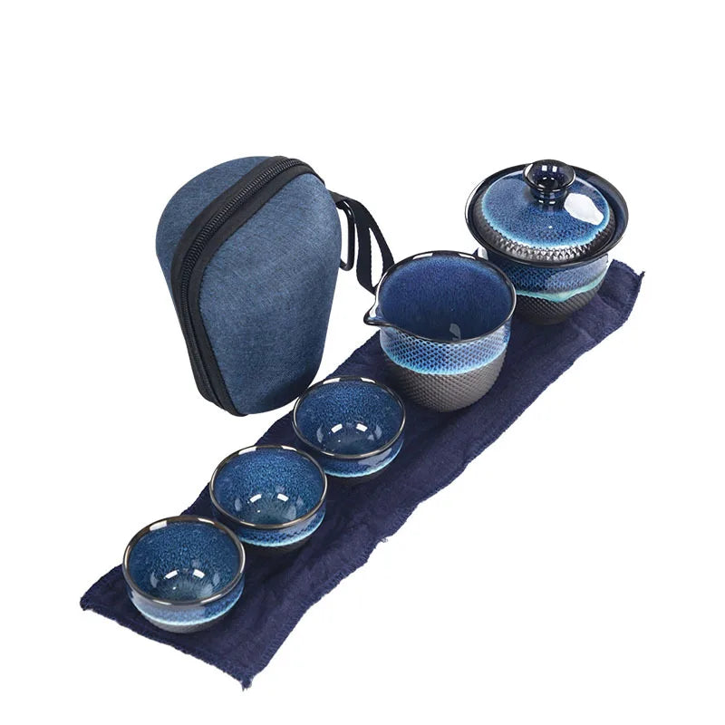 Chinese Kung Fu Travel Tea Set Ceramic Glaze Teapot Teacup Gaiwan Porcelain Teaset Kettles Teaware Sets Drinkware Tea Ceremony