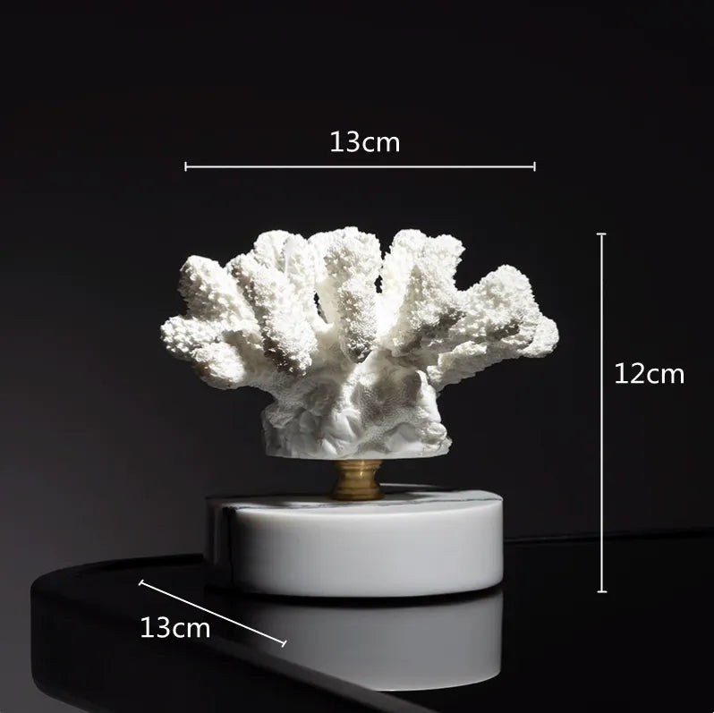 Imitation Coral Ornaments Crystal Metal Tree Glass Vase Hollow Metal Frame Resinous Coral Ocean Decorative Figurines Home Decor