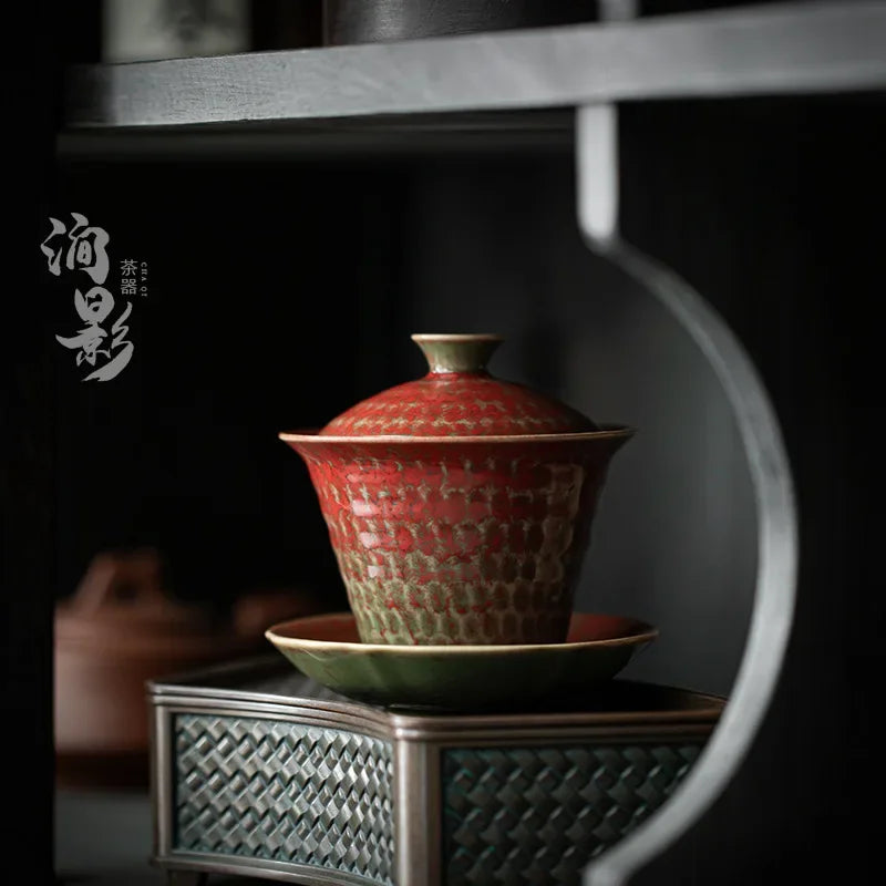 Tazze da tè vintage ceramica cinese tè tureen sancai gaiwan retrò tazze da tè fatti da tè fatti da tè fatti a mano