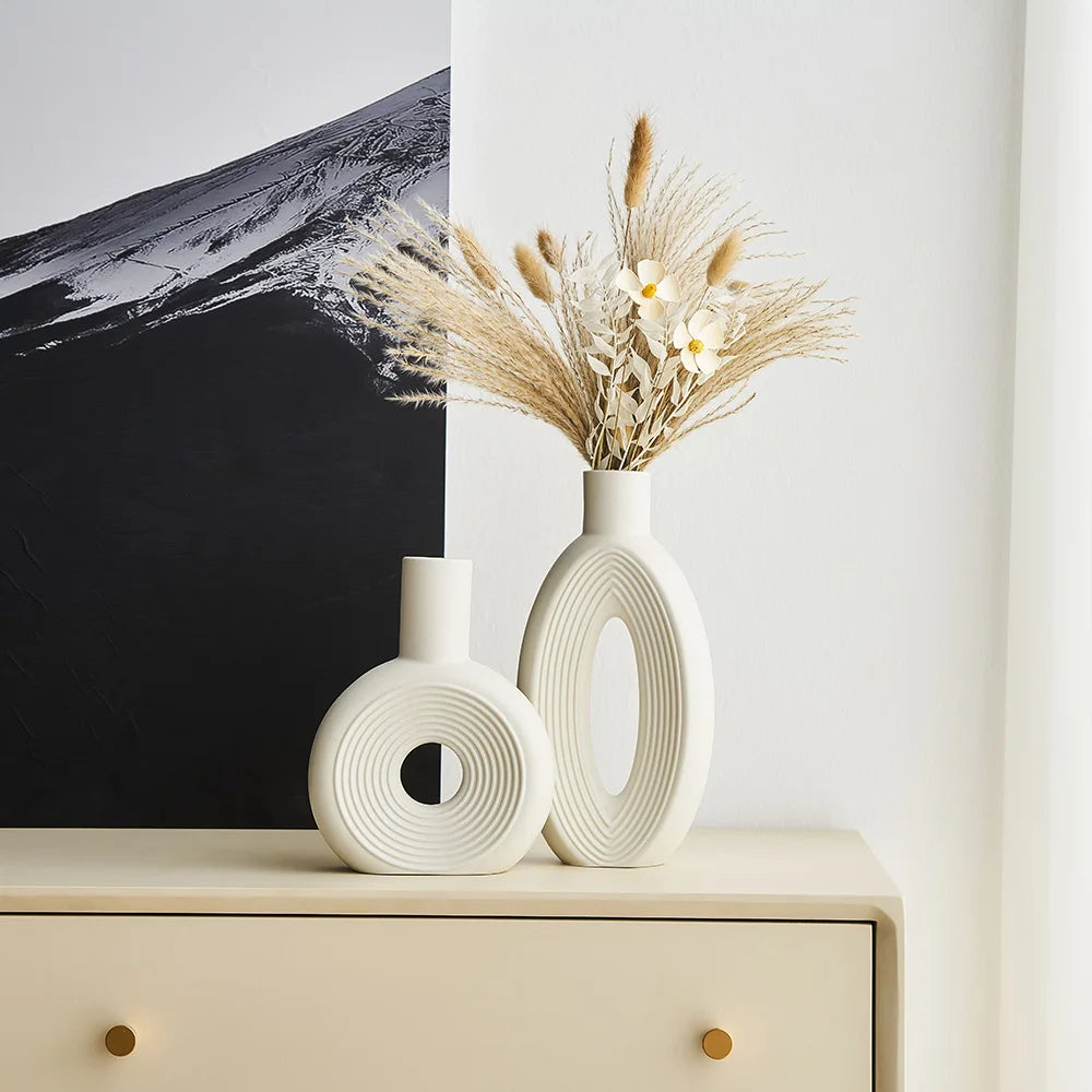 2 pcs keramik oval vas set ins gaya rumah dekorasi rumah nordic vas cahaya wadah bunga mewah dekorasi meja ruang tamu rumah modern