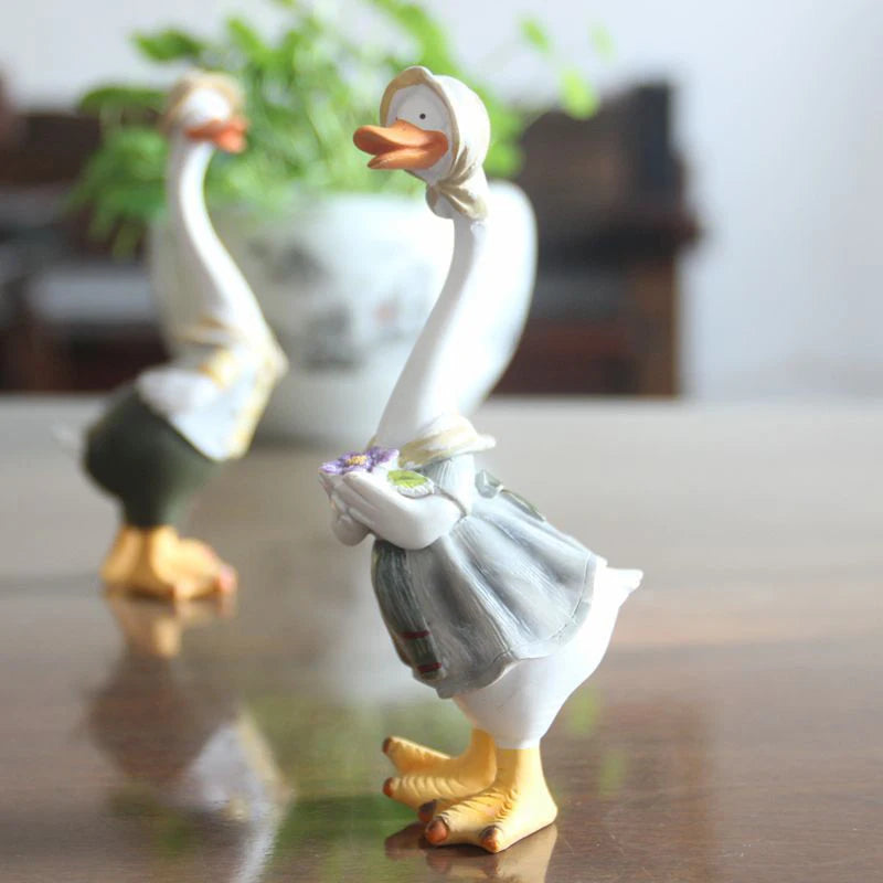 Imitação criativa figuras de pato personalidade resina estátua estátua jardim de ornamentos artesanato em casa