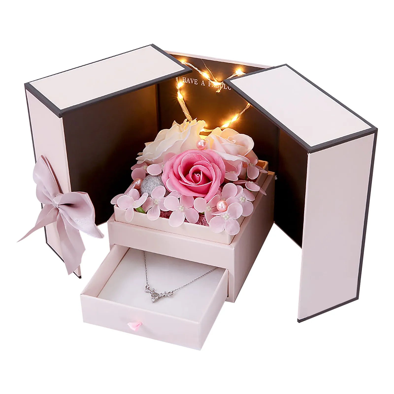 Boîte à bijoux de jour Boîte à cadeaux Boquet Bouquet Rose Cadeau Gift Gift Valentine's Flower Artificial Fleurs