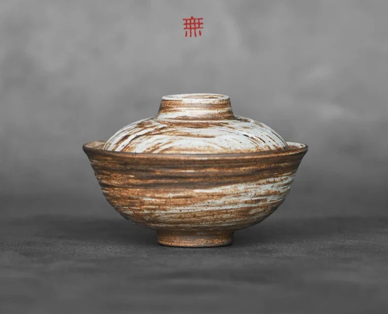 110ml Japanese de cerâmica grossa artesanal Gaiwan Feito artesanal Pequeno chá Tureen Tea Brewing Capa Acessórios para bebidas de tigela Ornamentos