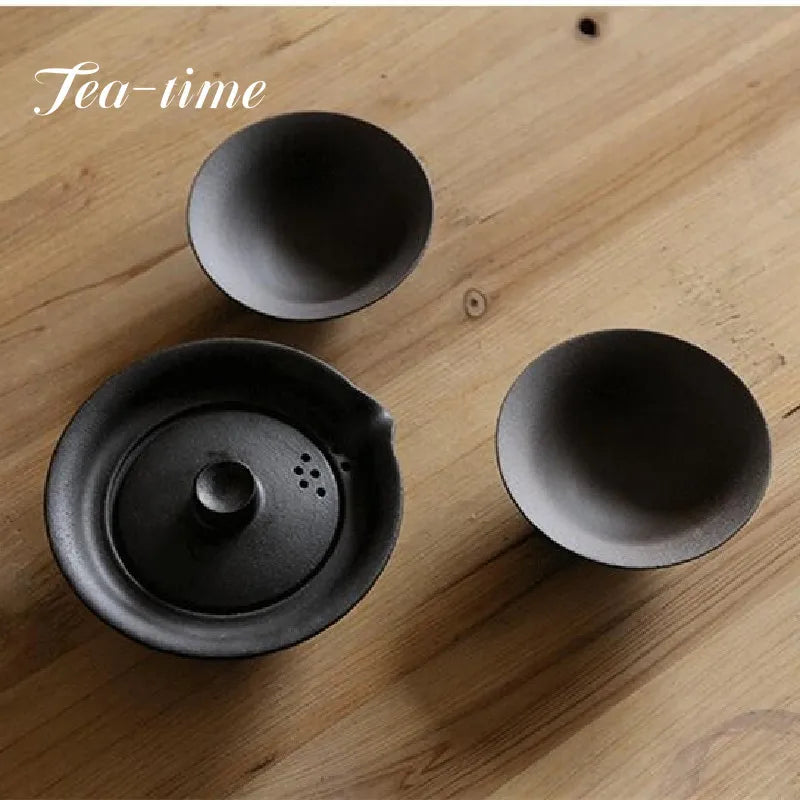 200ml Teh Tea Ceramic Tea Jepun Membuat Piala Teh Gaiwan Untuk Puer 1 Bowl 2 Cawan Teh Set Retro Minyak Minyak Minum Minum