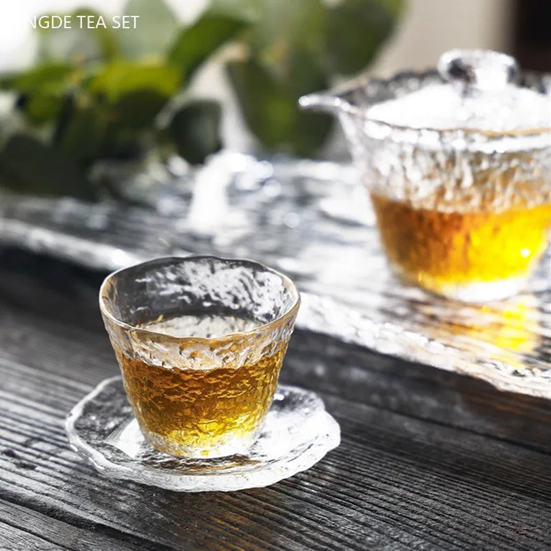 Japansk klassisk hammermønster fair cup håndlavet varmebestandig glas gaiwan kinesisk te tilbehør husholdning te infuser