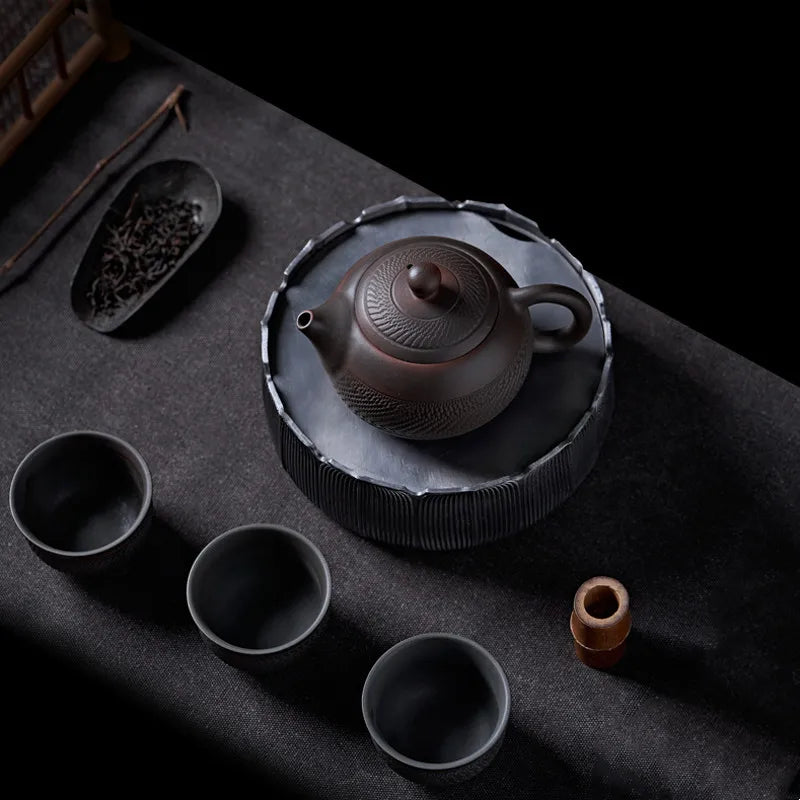 Jianshui Mor Pottery Pot Seramik Kung Fu Teapot El Yapımı Çay Teapot Çay Seti Küçük Çaydan Çay Kişisel