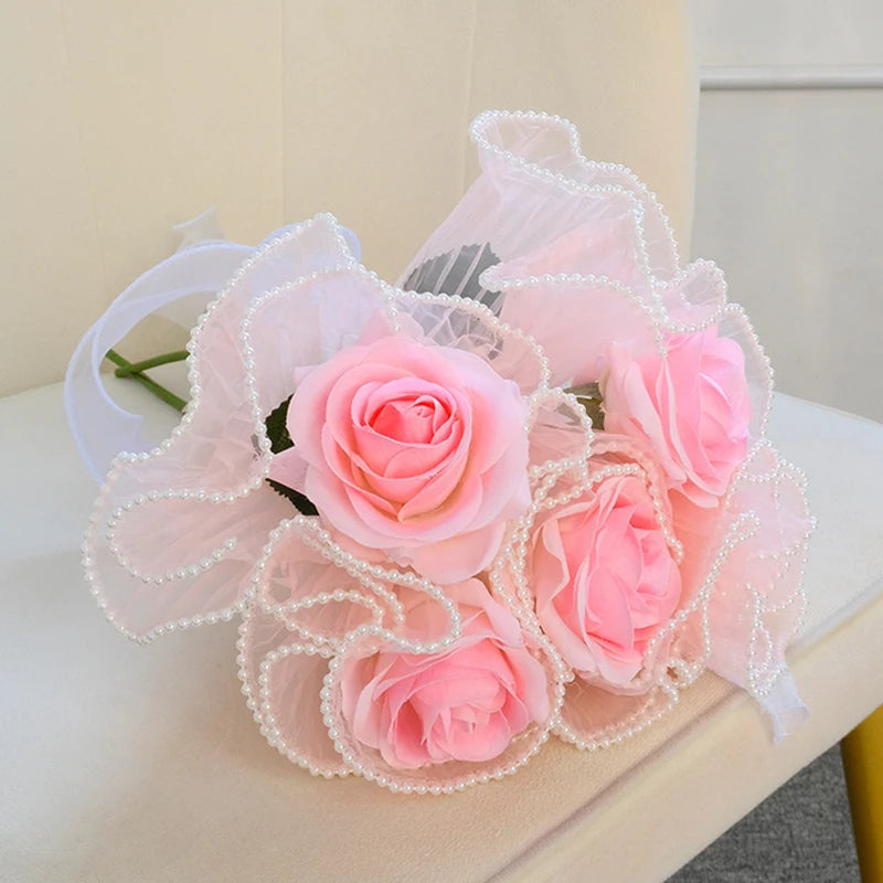 28cmx4.5M Flower Wrapping Paper Wave Yarn Florist Bouquet Packaging Lace Mesh Florist Bouquet Gift Packaging Supplies
