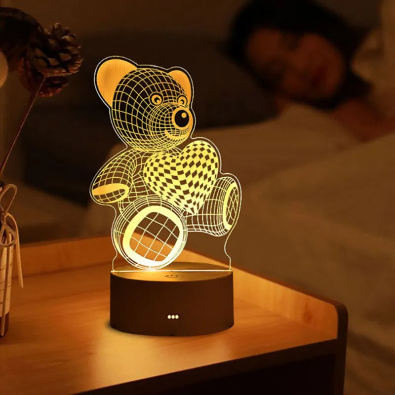 Romantische Liebe 3D -Acryl -LED -Lampe für häusliche Kinder Nachtleuchte Lampe Geburtstagsfeier Dekor Valentinstag Nachtlampe