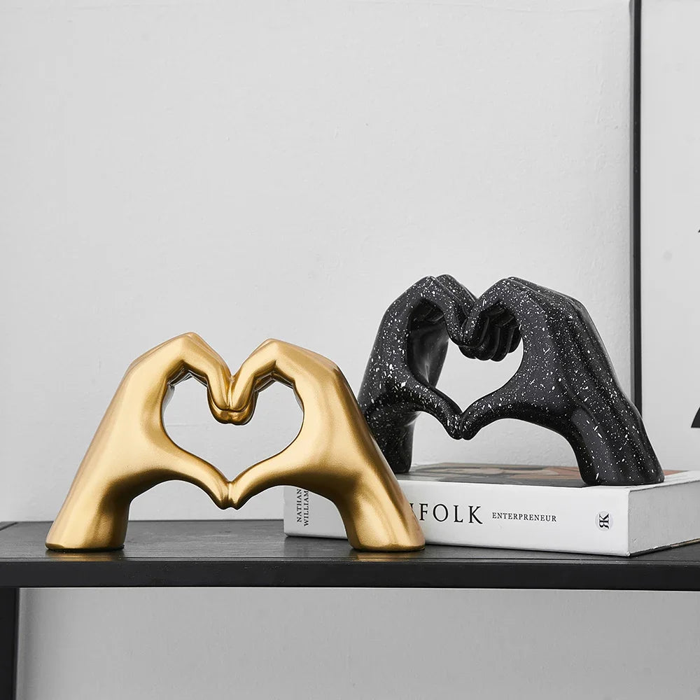 Escultura creativa de gestos cardíacos y estatua resina abstracta mano amor figurine hogar sala de estar decoración de escritorio accesorios regalo