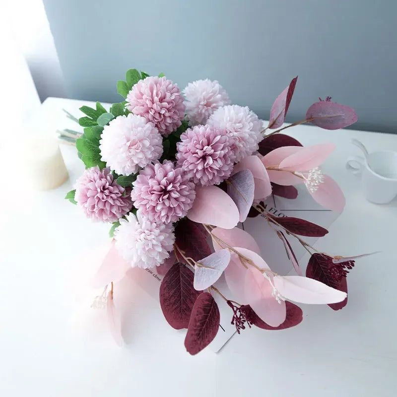 Europejska symulacja wazonu morandi kwiatowy elegancki fałszywy zestaw bukietów ceramiczne ozdoby domowe stolik do kawy
