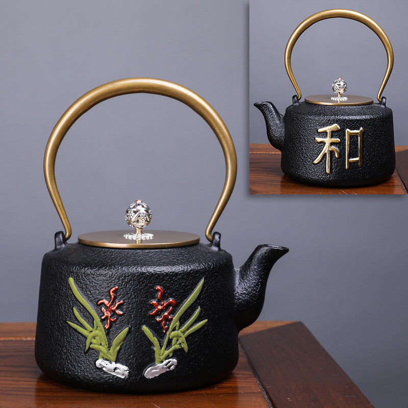 Guest-Greeting Pine Cast Iron Teapot