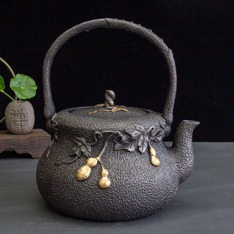 Flamingo Handmade cast iron pot gilt teapot