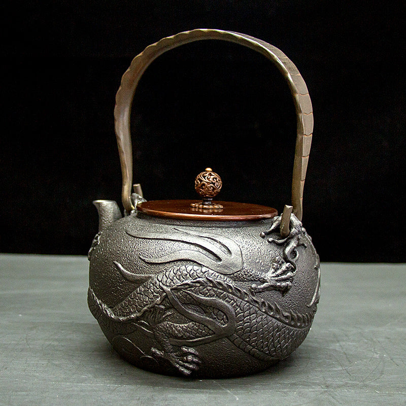 Dragon spiller ildkugle støbejerns teapot