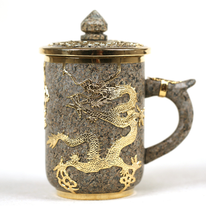 Yixing Carved Dragon and Phoenix Tea Mug