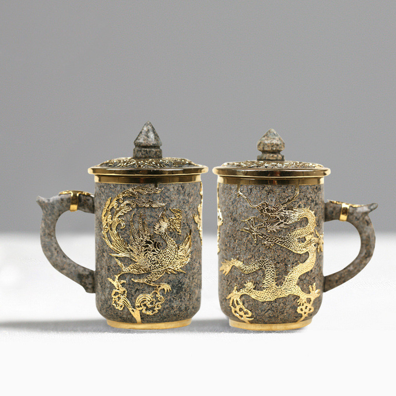 Yixing oyma ejderha ve Phoenix çay kupası
