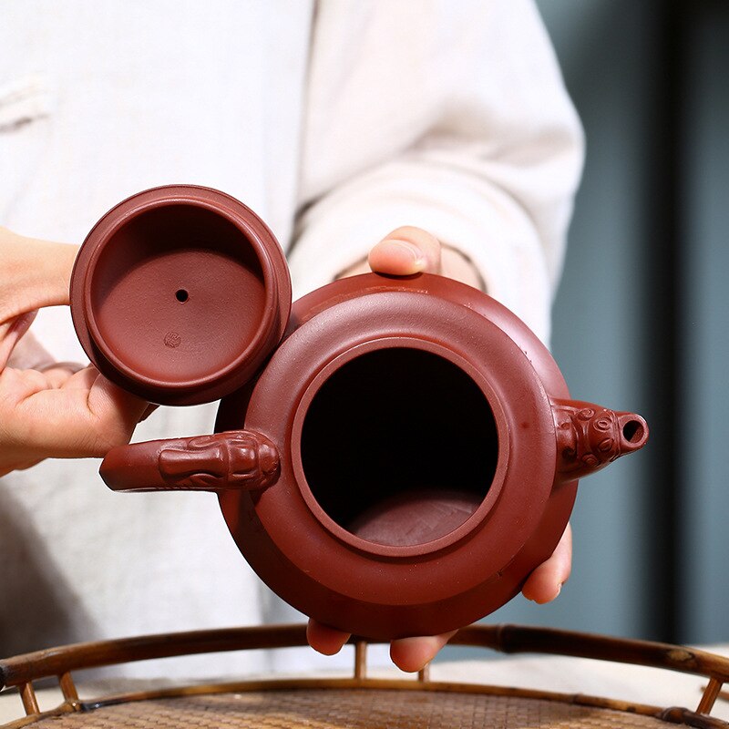Yixing Raw Ore Dahongpao Three-legged Dragon Teapot