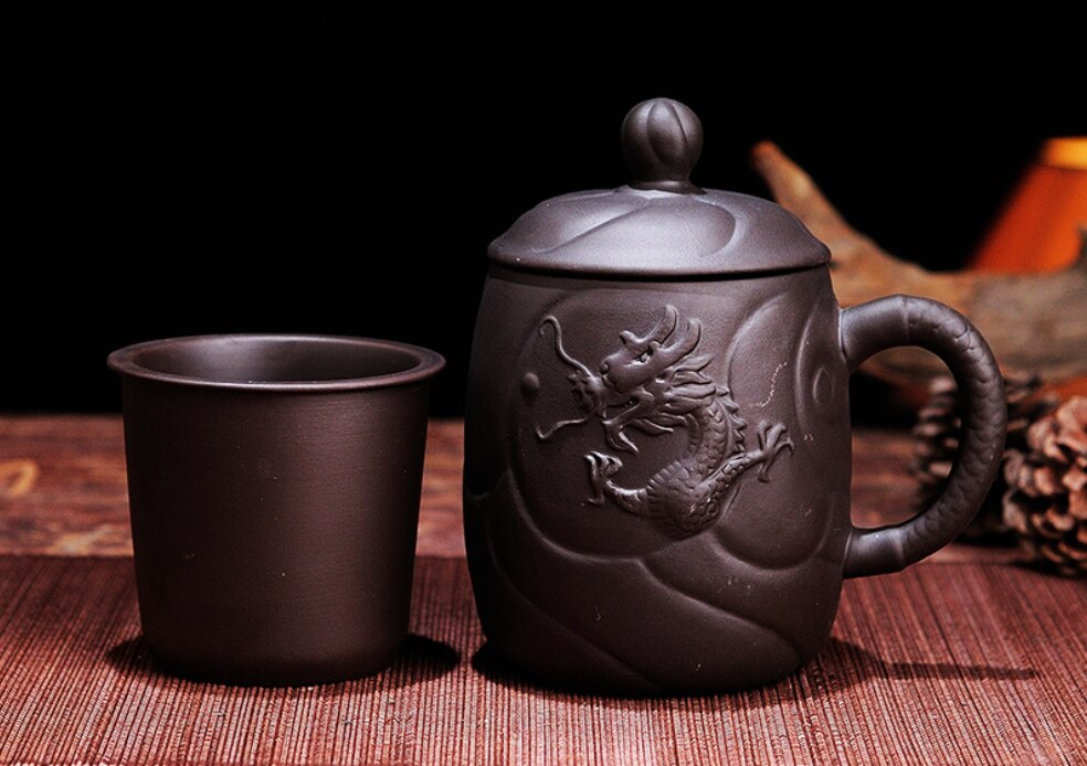 Yixing Purple Clay Dragon Tea Cup infuserilla