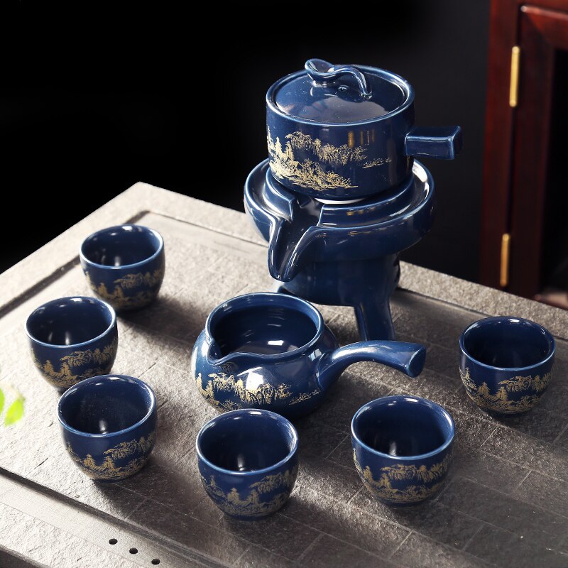 Set Teh Keramik Gelombang Laut Biru